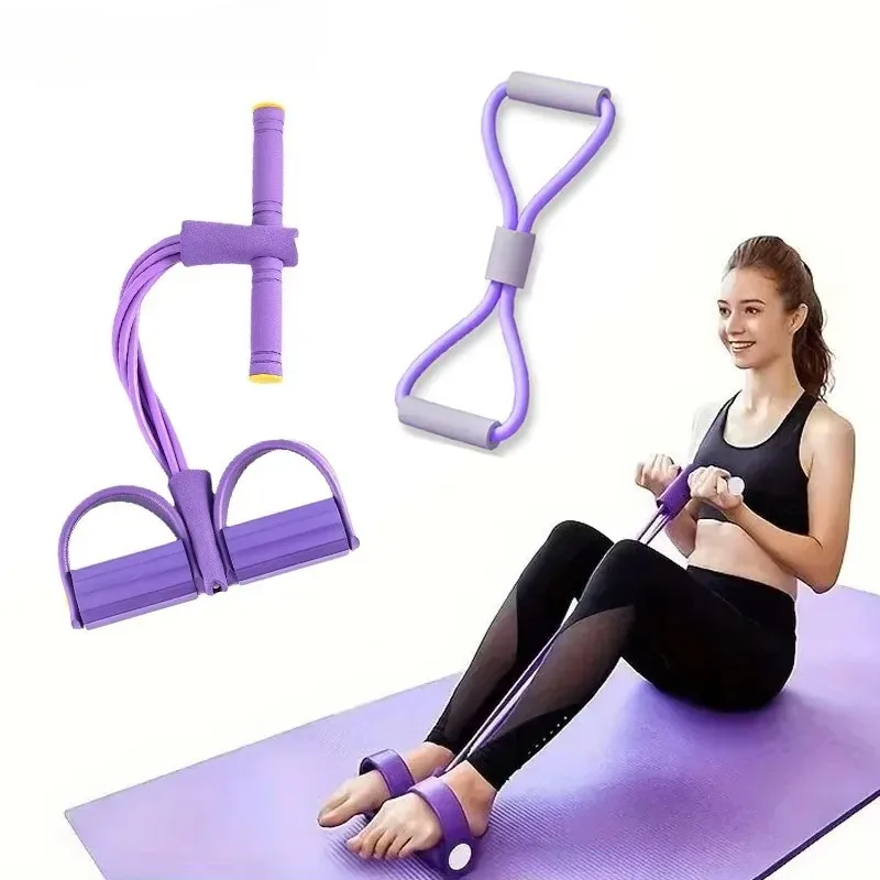 4-Tube Tensioner Multi-Functional Household Fitness Yoga Abdominal Strengthening Elastic Band Tension Rope Sit-Up Assistive