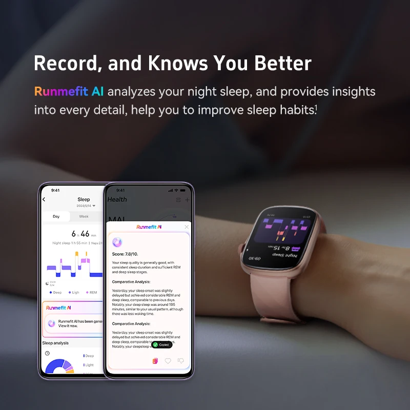 GTS10 Smartwatch, KI-Schlafanalyse, wasserdicht, Herzfrequenz, Blutdruck, Anrufarmband, Geschenk für Männer und Frauen für iOS und Android