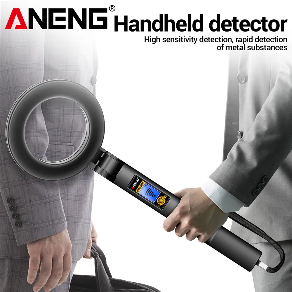 เครื่องตรวจจับโลหะแบบมือถือ เสียงเตือนและสั่นสะเทือน ANENG DM3005B สำหรับการรักษาความปลอดภัยสนามบิน ตรวจสอบวงจรไฟฟ้าผนัง ค้นหาทองคำและสมบัติ