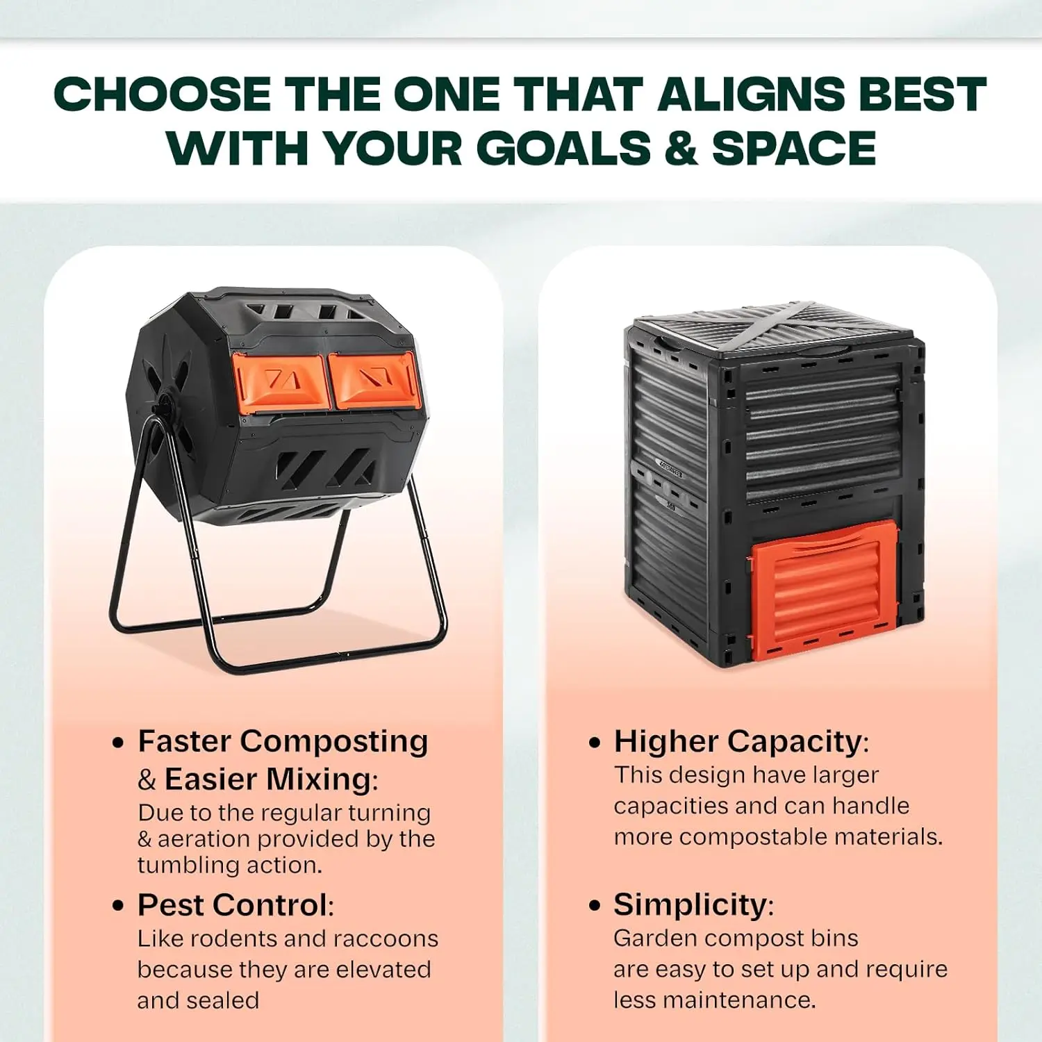 80-Gallon Outdoor Compost Bin, Large Capacity & Easy Assembly, Quick Composting, Space-Saving Garden Composter