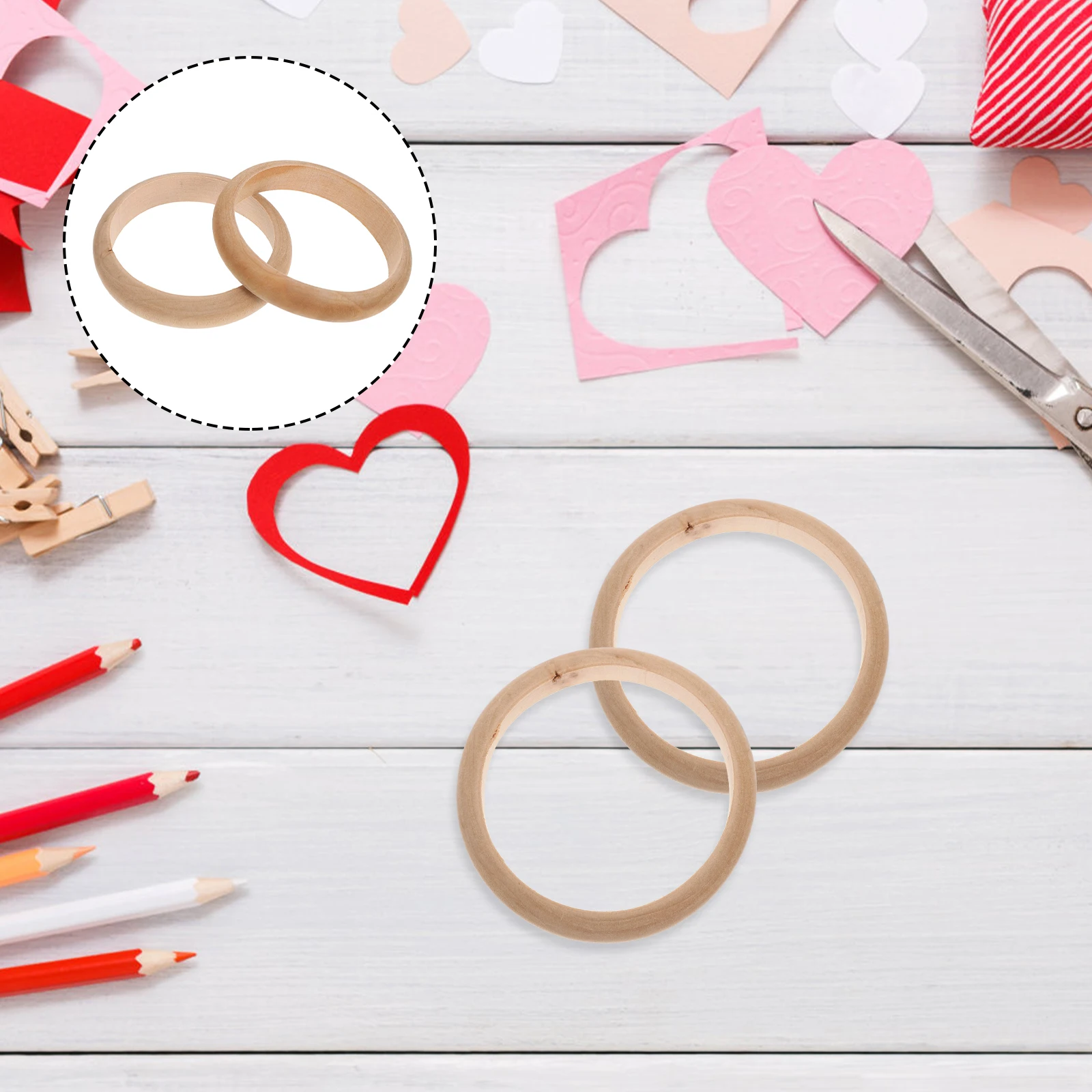 

2pcs Natural Wood Bracelets Unfinished DIY Kids Toys Smooth Surface Durable Jewelry Making Wooden Bangle Craft Supplies