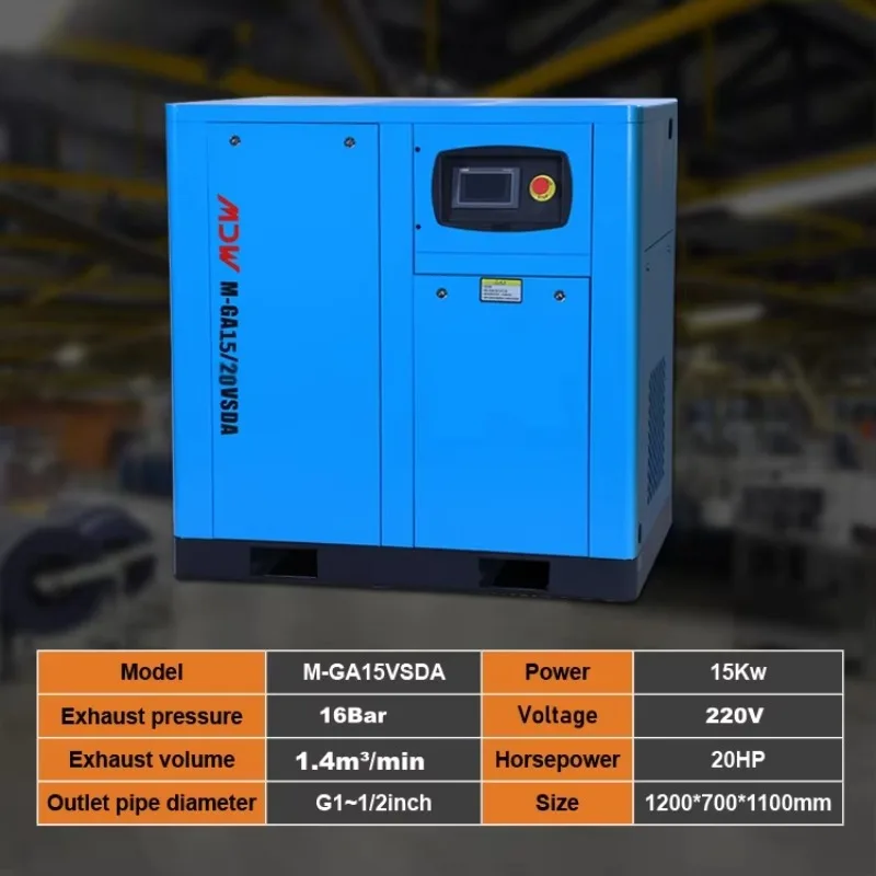 HIGH QUALITY Cutting Industry 15KW/30HP 220V Permanent Screw Air Compressor Air Flow 1.4m³/min Energy Saves CE Certificate