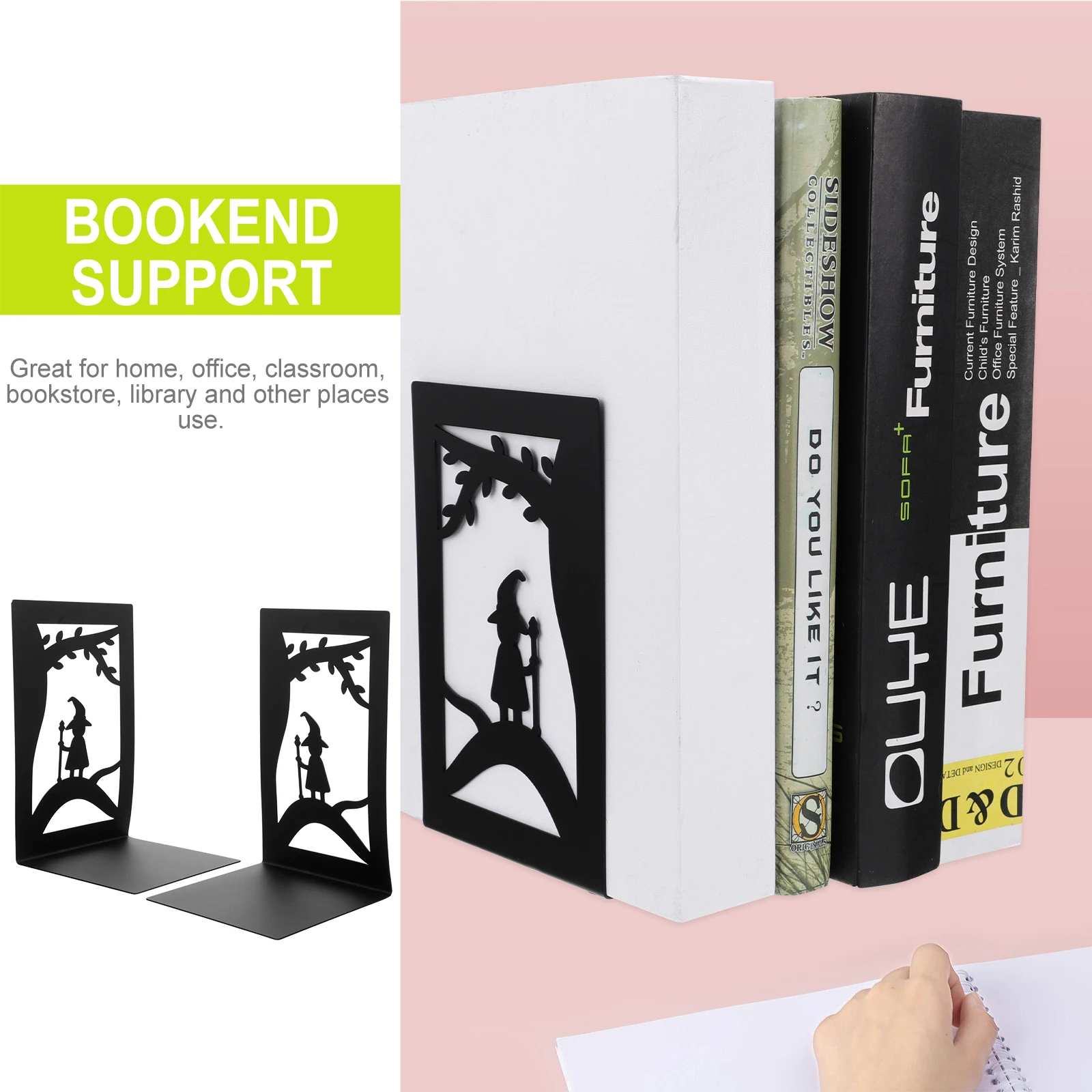 

2 Pcs Bookends Iron Heavy Duty Bookend Support Metal Holder Shelf Shelves Storage ganizer Small Bookshelf nament Modern Study