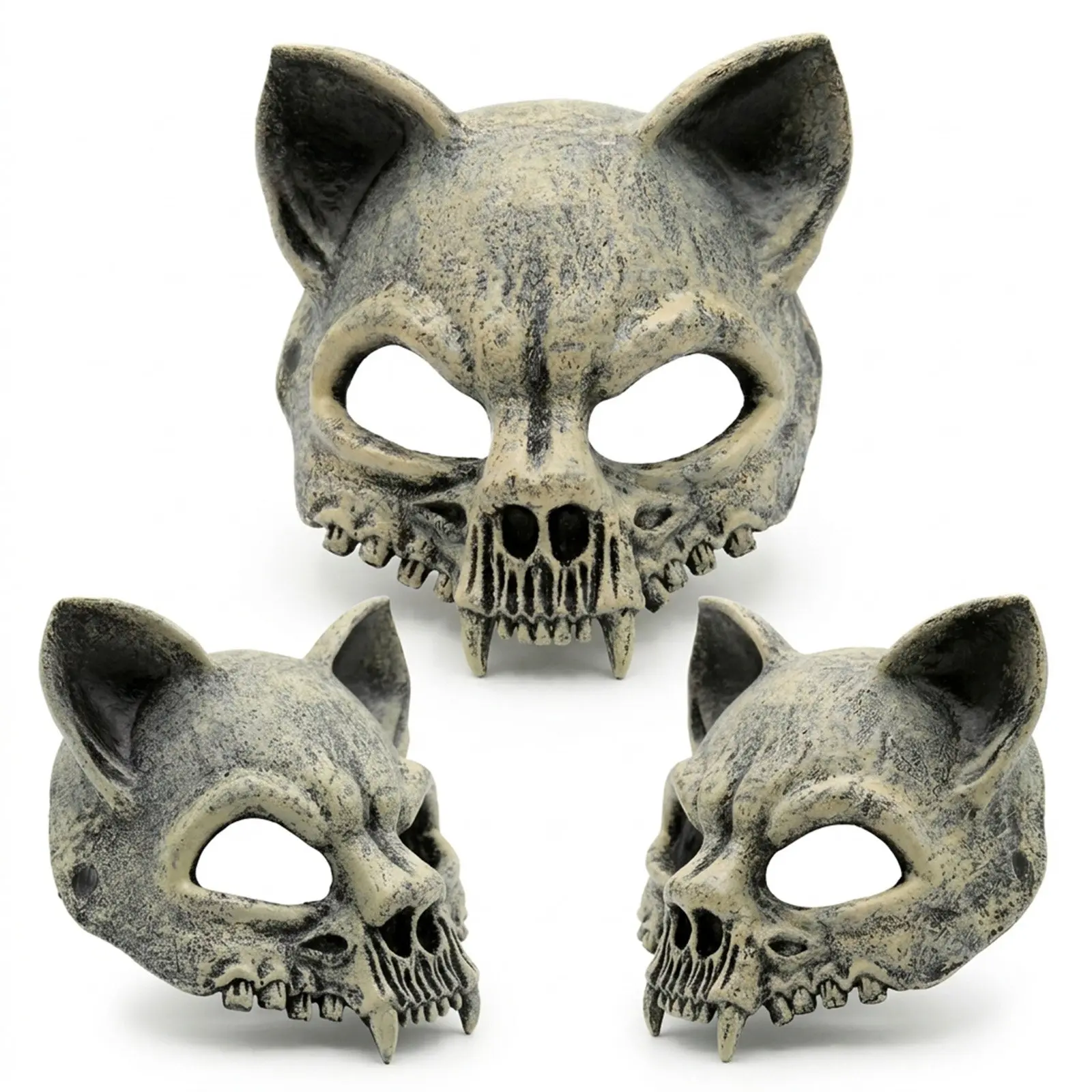 Halloween Cat Skull Mask Cosplay Vintage Beast Skeleton Animal Masks Carnival Dress Up Purim Party Costume Props