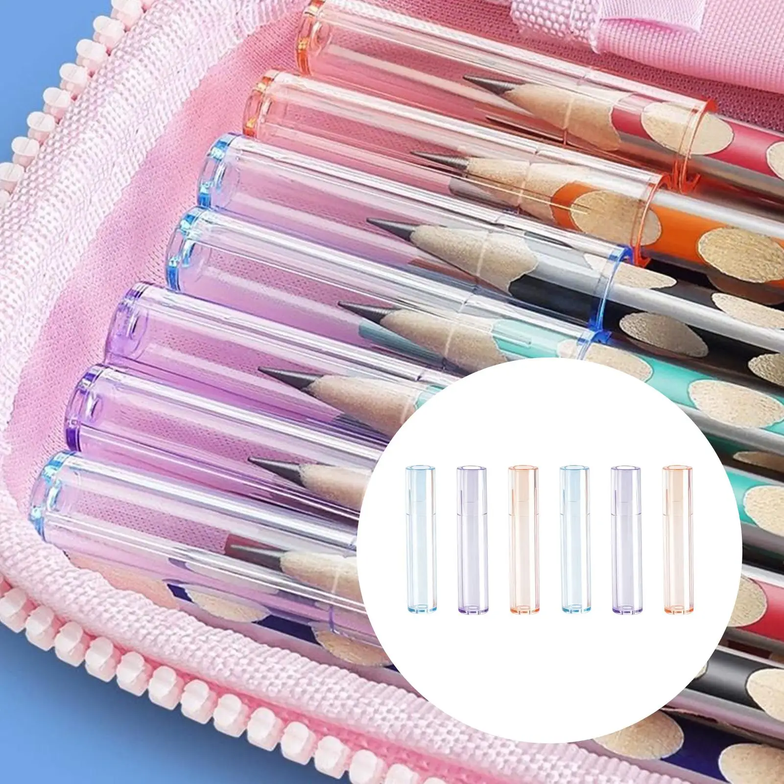 6pcs 50pcs Pencil Nib Protective Cover, Pencil Protective Case Pencil Cap Pencil Extender Pen Tip Protector, Back To School