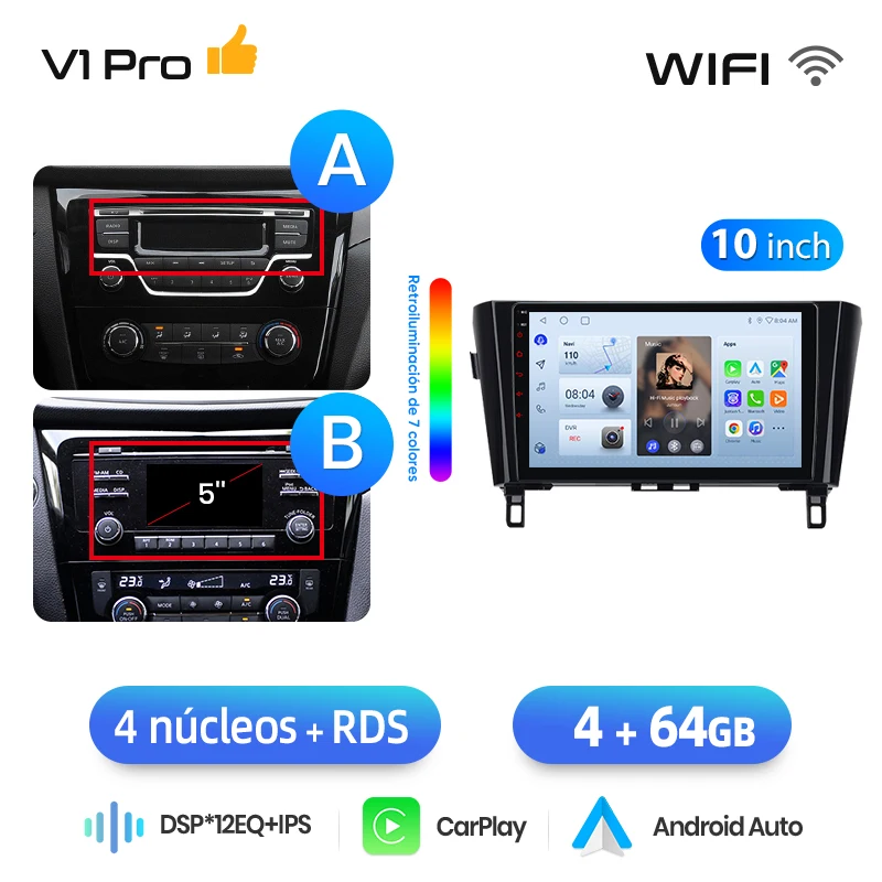 Junsun Radio VozAI voor Qashqai J11 X-Trail3 2013-2017 draadloze CarPlay AndroidAuto autoradio 2DIN met Bluetooth DAB+ GPS RDS