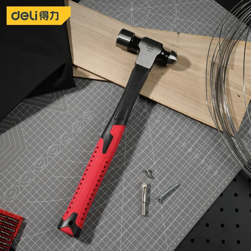 

Deli 1Pcs Professional Fibre Handle Round Head Hammer Multifunctional Nail Hammer with Magnetic Card Slot Woodworking Hand Tools