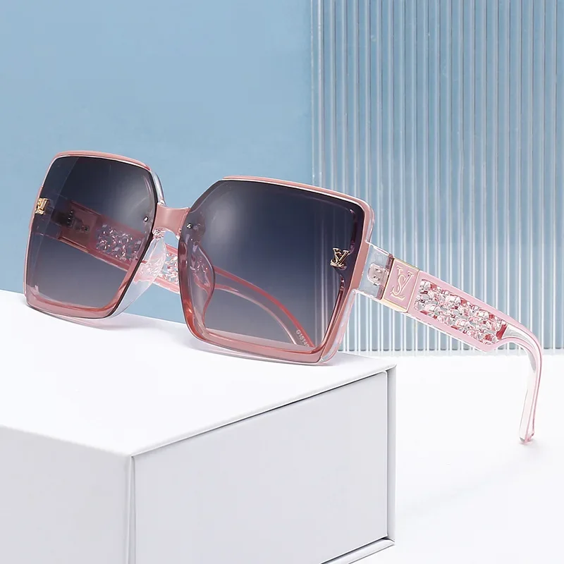 2024 Luxury Designer Sunglasses Women New Fashion Square Retro Sun Glasses Large Frame Gradient Ladies Sunglass for Men Gafas