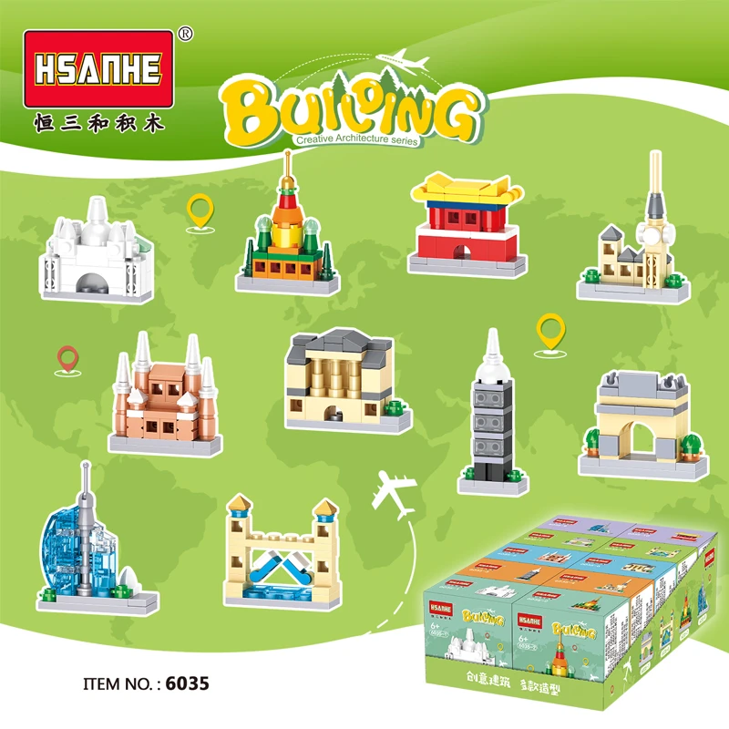 Heng Sanhe 6035 Perla Oriental, Taj Mahal, Torre de Cantón, Torre Inclinada, Tiananmen, Juguete de Ladrillos de Construcción,...