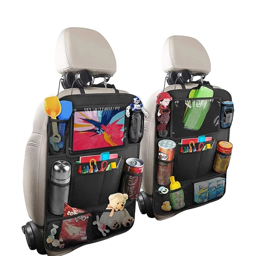 Car Seat Organizer Multifunctional Oxford Fabric Car Back Multi Pocket Storage Bag with Tablet Holder Protector for Kids