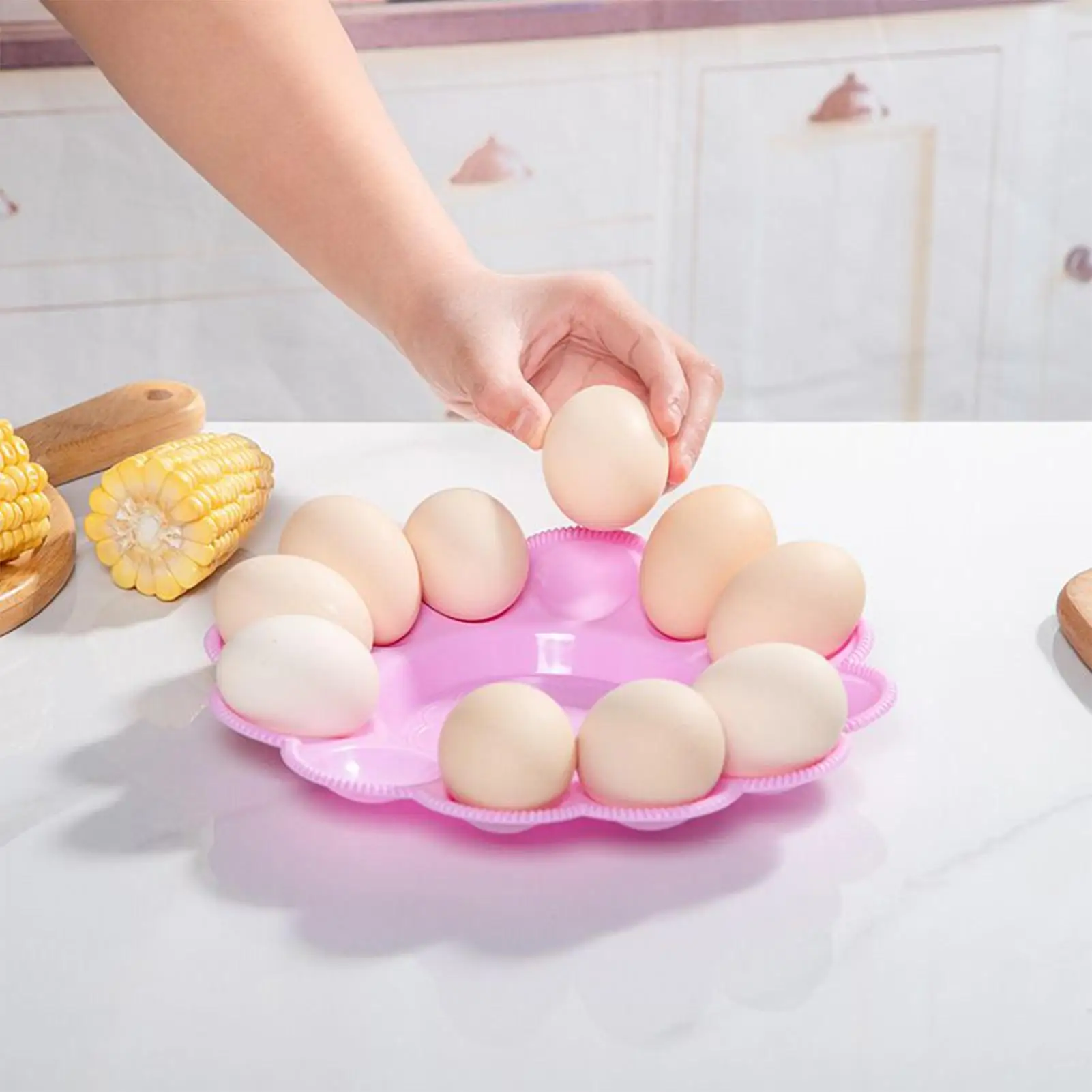 12 Grid Egg Storage Tray Ceramic Tableware Kitchen Egg Grid Refrigerator Egg Rack Household Kitchen Storage Supplie Random Color
