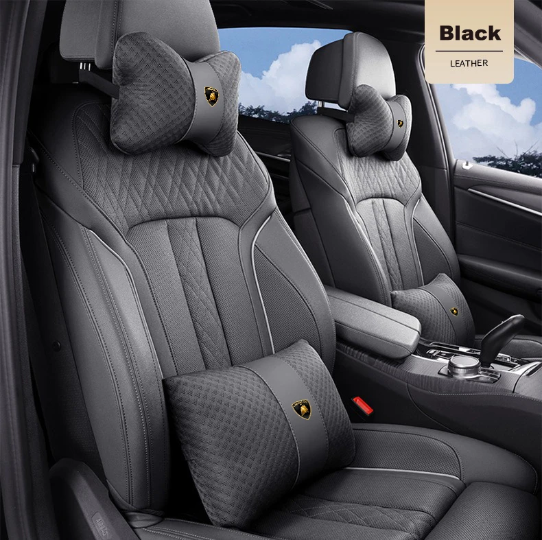 1 unidad de cojín lumbar de cuero para reposacabezas de coche, accesorios para Lamborghini LP570 LP610 Urus LP700 LP770 Gallardo Aventador