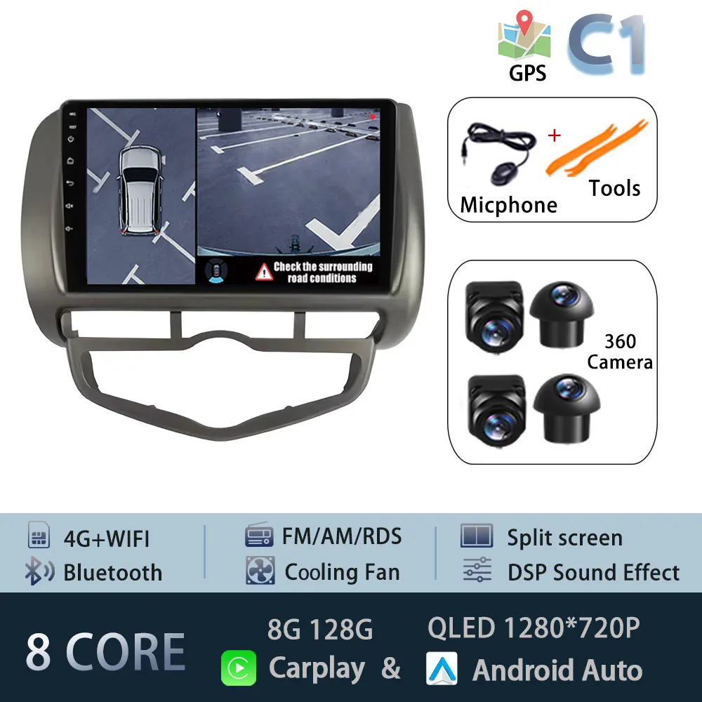 Voor Honda Fit Jazz 2002-2008 LDH RDH Autoradio Audio Mulltmedia Speler Android Intelligent Systeem GPS Navi DPS 4G Carplay WiFi