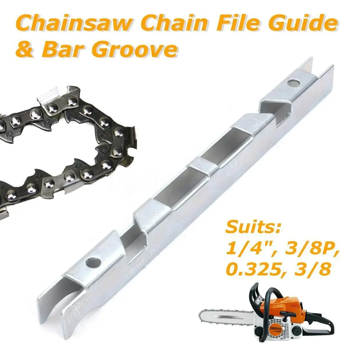 1*File Guide Depth Gauge Chainsaw Chain & Bar Groove For Chain Saw Raker Clean Depth Gauge File Guide +Bar Groove 1/4