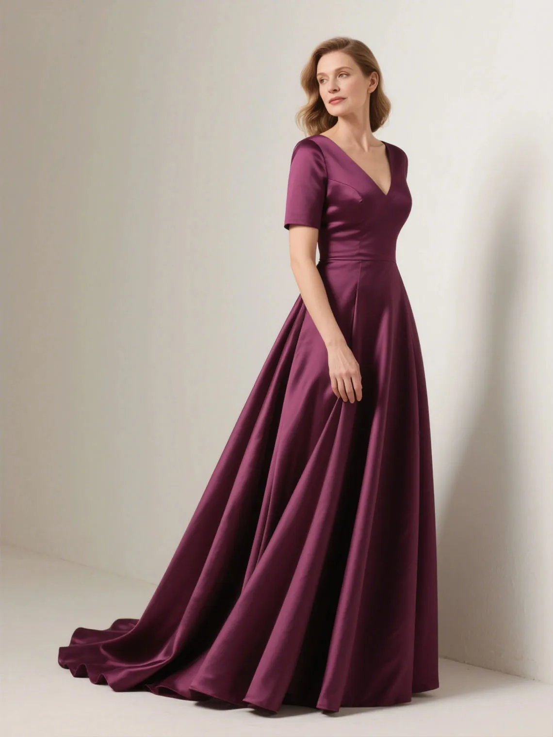 

Elegant A-Line V Neck Satin Mother of the Bride Dress Floor Length Backless Wedding Party Evening Gown 2025 Free Customized