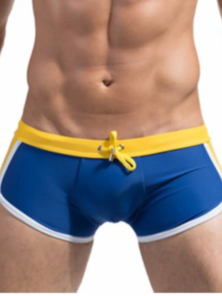 New Men's Double-Security Drawstring Boxer Trunk-Arrow Pants Swim Shorts for Beach Pool Bathing Men's Swimming Trunks Quick Dry