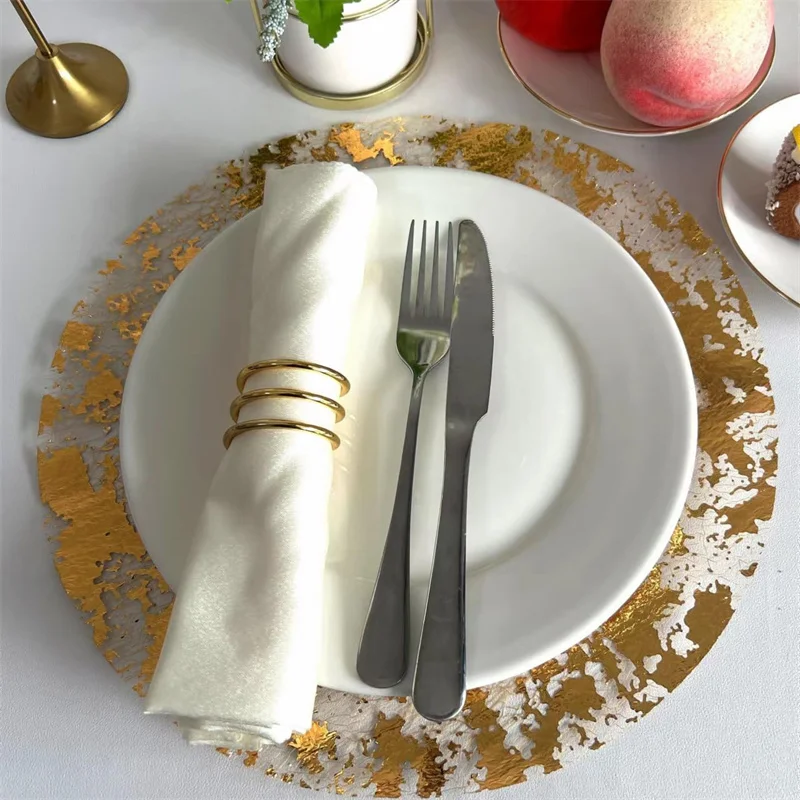 10/100 Stück Einweg-Tischsets in Gold, runde Tischsets aus Metallfolie in Gold, Tischdeckendekorationen für Hochzeiten, Partys, Familienessen – Detail 10