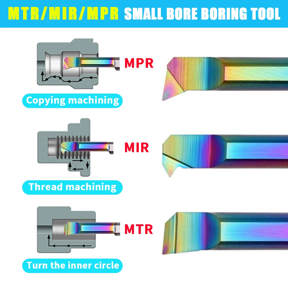 Imagem -02 - Carbide Turning Boring Cutter For Alumum Small Bore Boring Tool Inner Hole Thread Contour Machining Hrc65 Mtr Mpr Mir 6