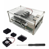 Raspberry Pi 4 Model B Case with Cooling Mini Fans Heatsinks Cooling Protective Acrylic Shell Cooling Case For Raspberry Pi 4 B