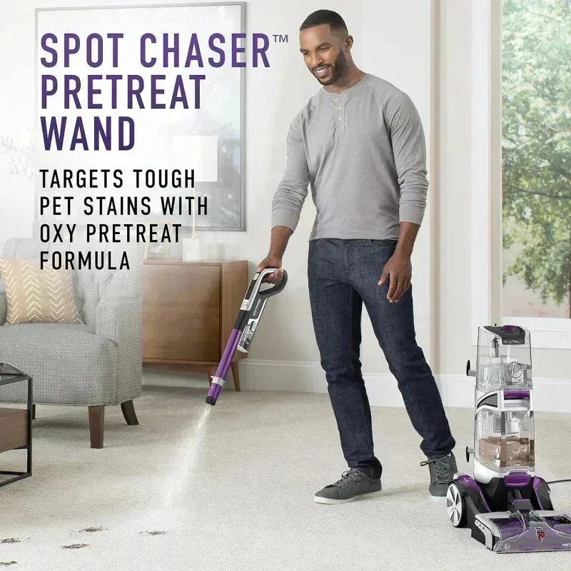 QZA4-Hoovver SmartWash Pet Automatic Carpet Cleaner with Spot Chase Stain Remover Wand,Shampooer Machine Pets,FH53000PC,Purp,