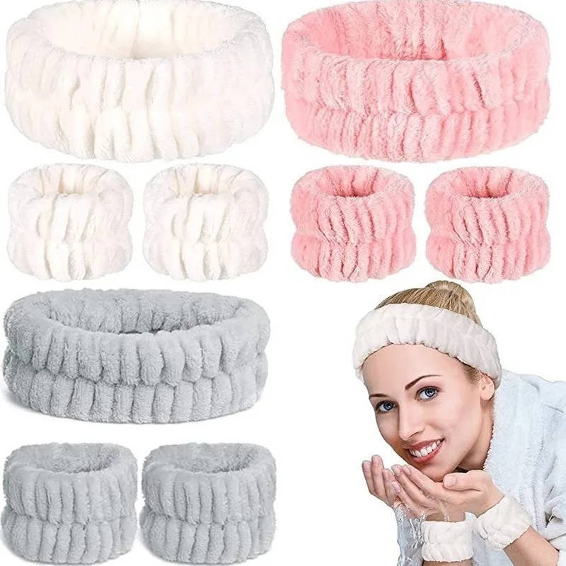 Coral Velvet Facial Care ชุดยืดหยุ่นสูงแต่งหน้า Hairband Face WASH สายรัดข้อมือ Skin Care เครื่องมือสําหรับ Facial Mask การประยุกต์ใช้
