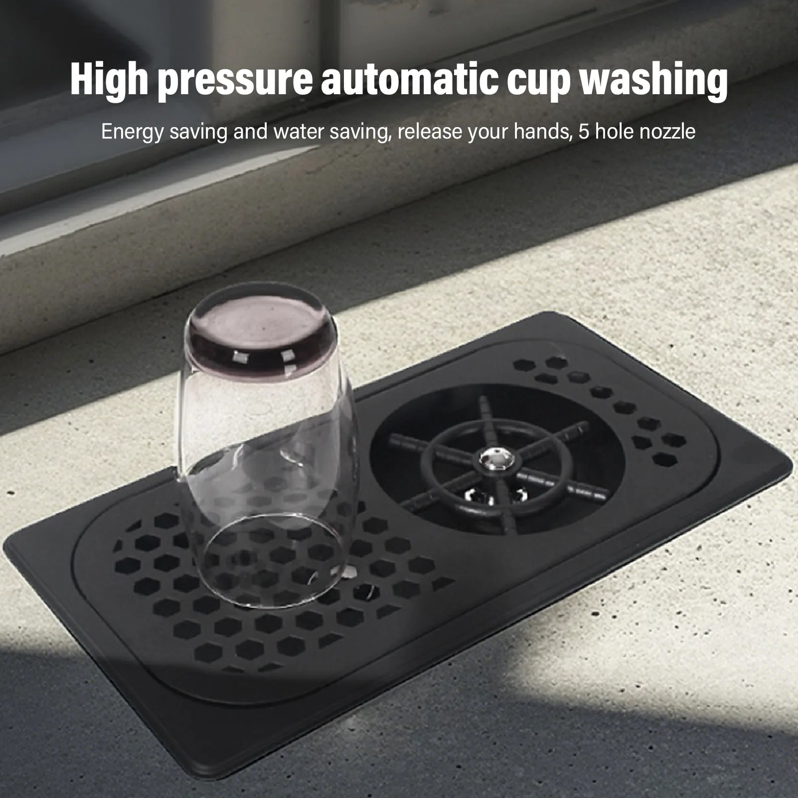 

Glass Rinser Multi Angle Spray Cup Washer Automatic High Pressure Cleaning Stainless Steel with Drain Drip Tray for Coffee Shop