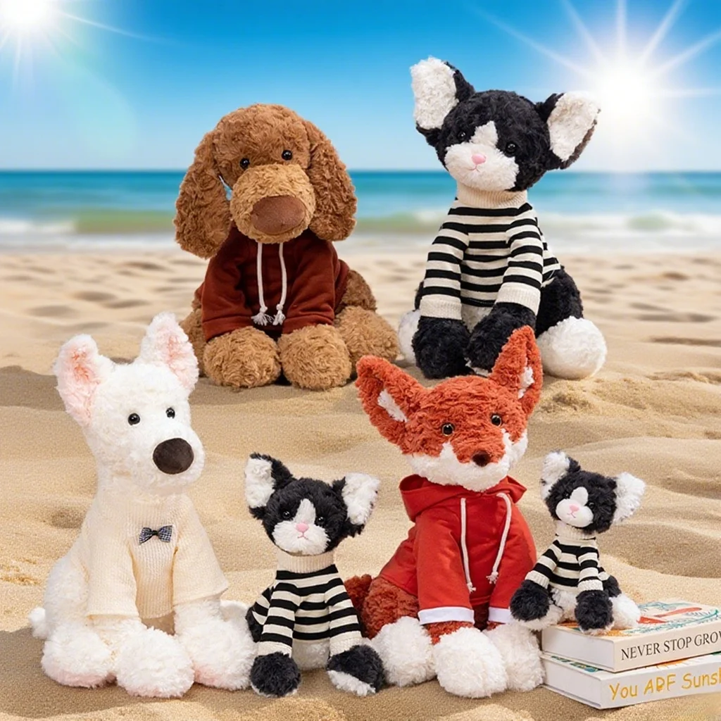 

Original Handmade Appease Fox Puppy Kitten Plush Toys High Quality Stuffed Sitting Pose Animal Doll Lovely Children Gift
