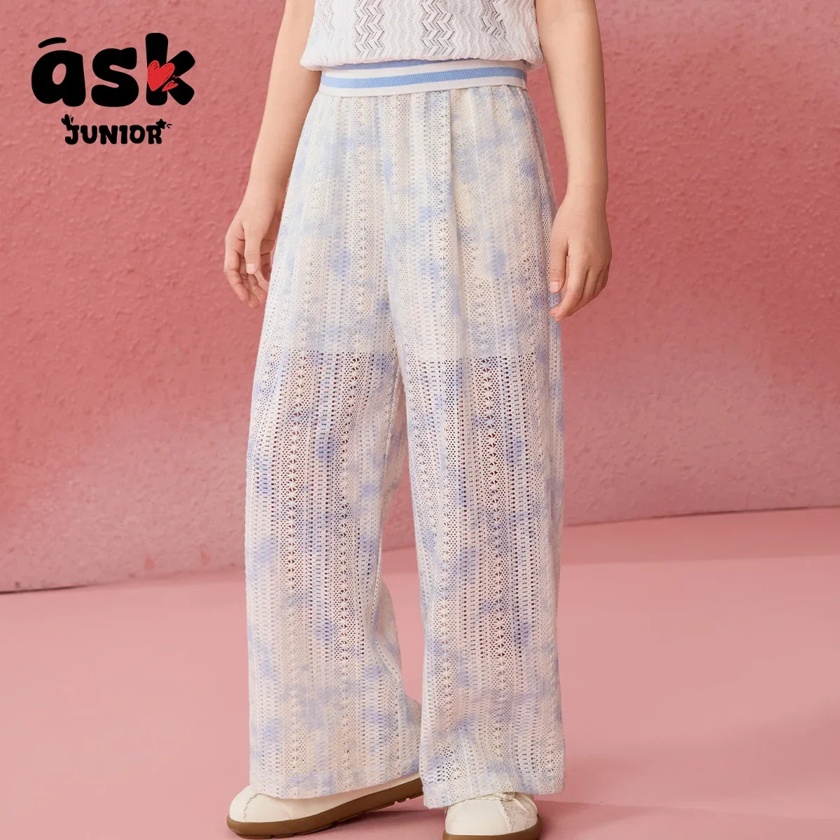 اسأل جونيور الصيف الفتيات التعادل مصبوغ الدانتيل الربط السراويل المستقيمة المتوسطة وكبار السن الأطفال عطلة نمط شاطئ البحر السراويل غير رسمية #3