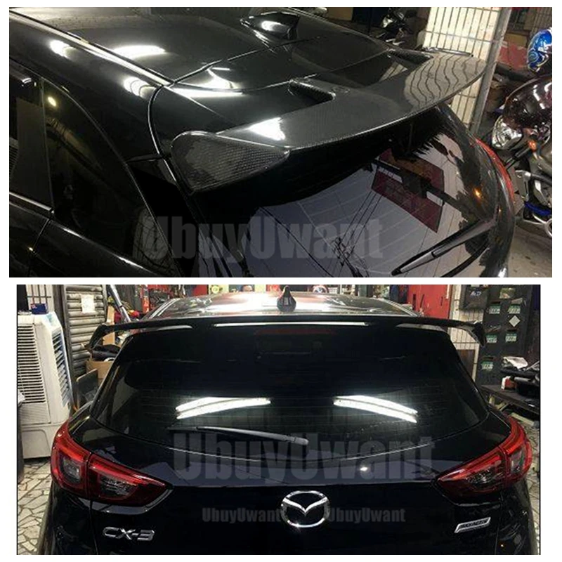 Verwendung für Mazda CX-3 2014-2018 Spoiler ABS-Kunststoff Carbon-Optik Heckklappe Dach Heckflügel Karosserie-Kit Zubehör – Detail 3