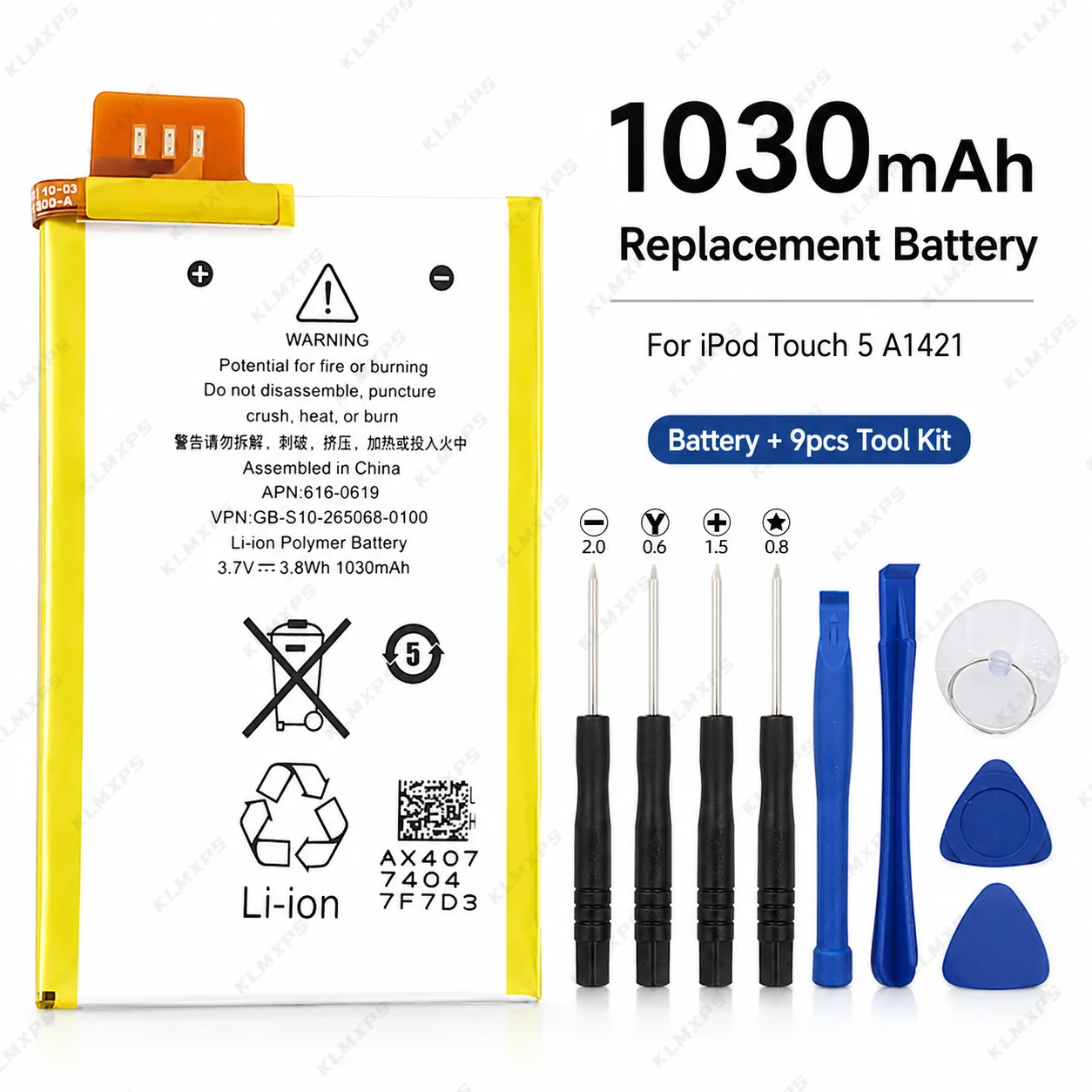 1030mAh 3.7V Internal Rechargeable Li-Polymer Battery for iPod Touch 5th Gen A1421 16GB 32GB 64GB MP3 Music Player Repair Part