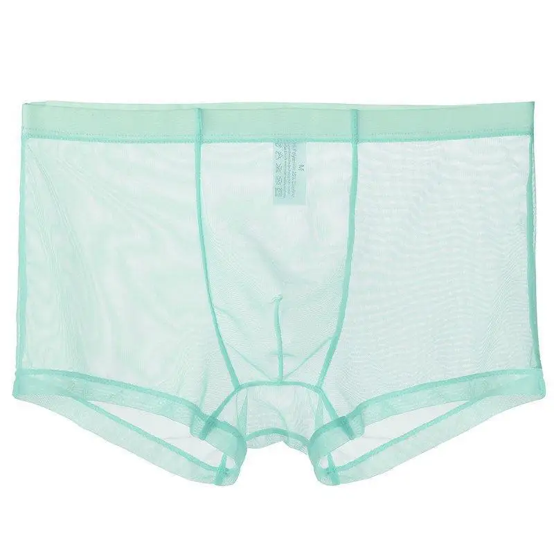 Men's Underwear Transparent Boxers Bulge Ice Silk See Through Underpants Sexy Briefs Low Waist Panties Lingerie Intimates