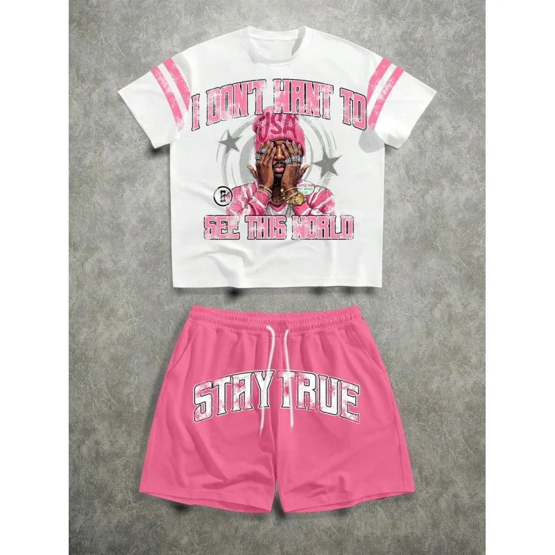 

Complete Summer Man Shorts and T Shirt Set Short Pants Men Summer Clothing Men's Streetwear Men's Set New Arrival Goods Clothes