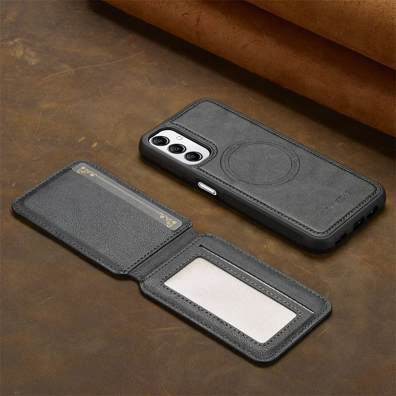 Etui S25 S24FE Funda for Samsung Galaxy S23 S22 S21 S25 Ultra S25+ S20 S23 FE S22+ Plus 5G Luxury Magnetic Card Slot Phone Case
