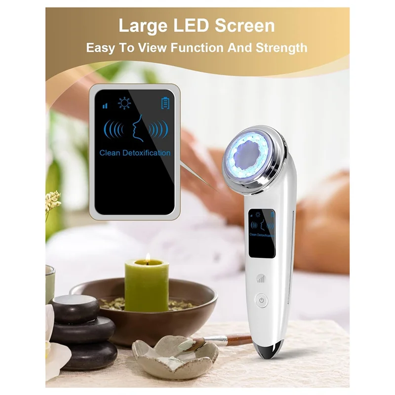 A83G-เครื่องนวดหน้าไฟฟ้ายกกระชับใบหน้า 4 ใน 1 เครื่องนวดหน้าต่อต้านริ้วรอยกระชับเครื่องมือดูแลผิว (สีขาว)