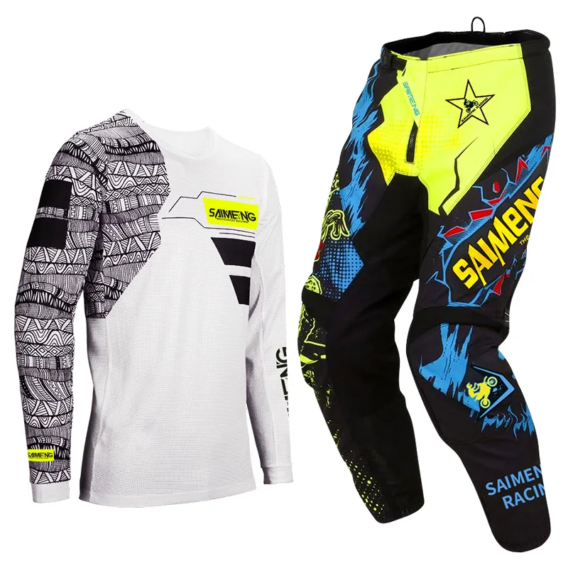 Motocross Jersey Pant Kits Enduro Mens Women Motorcycle Off-road cross MX racing suit MTB green blue red yellow orange black