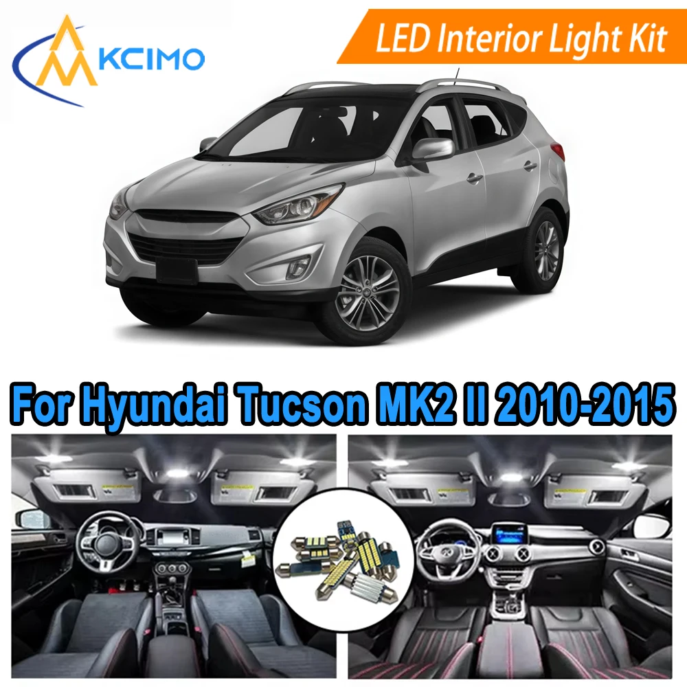 

LED Interior Bulb Set For Hyundai Tucson MK2 II (2010-2015) Bright White/Blue Dome Map Door License Lights Easy Installation