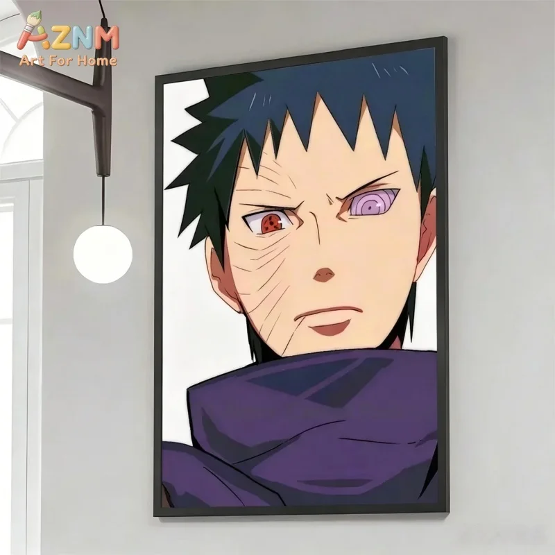 AZNM Naruto Uchiha Obito Tobi Anime Canvas Painting Akatsuki Character Wall Art Poster Home Living Room Decor Canvas Print Gift - view 5