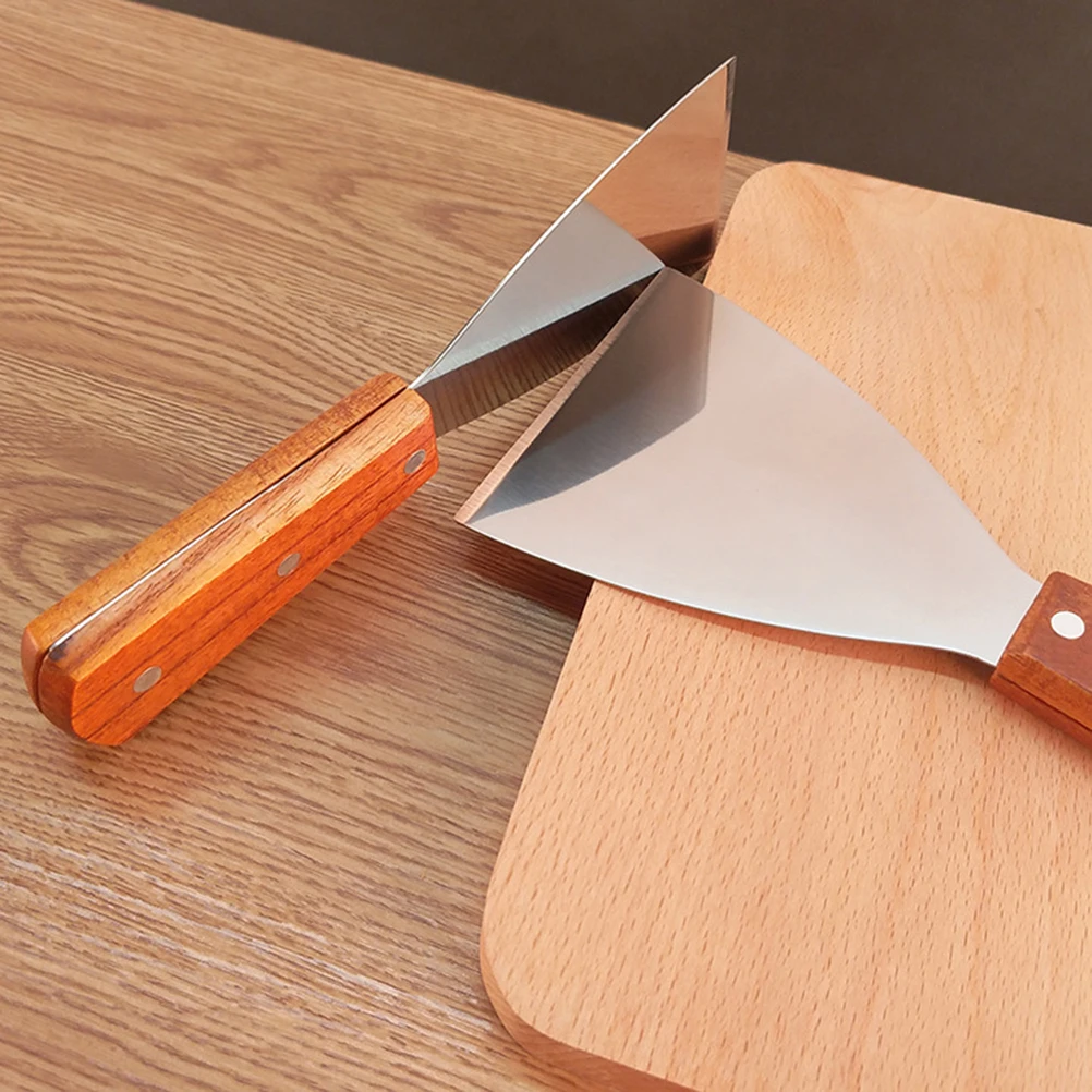 

Pan Scraper Tool Stainless Steel Blade Kitchen Flat Bamboo Cake Spatula
