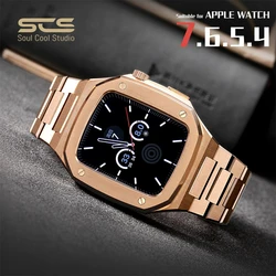 For Apple Watch Series 9/8 Accessories Stainless Steel Strip Strap 40/41/44/45MM Business Affairs Luxury IWatch 7/5/6/SE 3 Case
