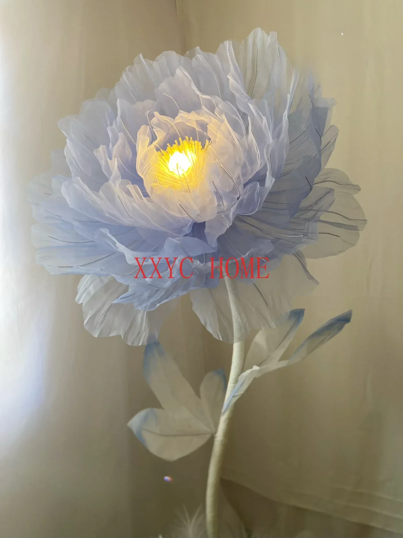 Moving Flower Large Automatic Opening Flower Motor Machine Silk Dynamic Peony Handmade Artificial Flower Floor Lamp