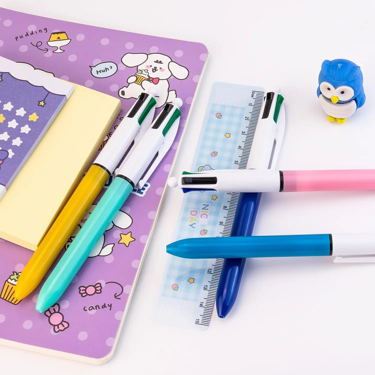 8 Pack Ballpoint Pens Multicolor 4-in-1 Colored Smooth Writing for Planner Journaling 0.7mm Multicolor Pens