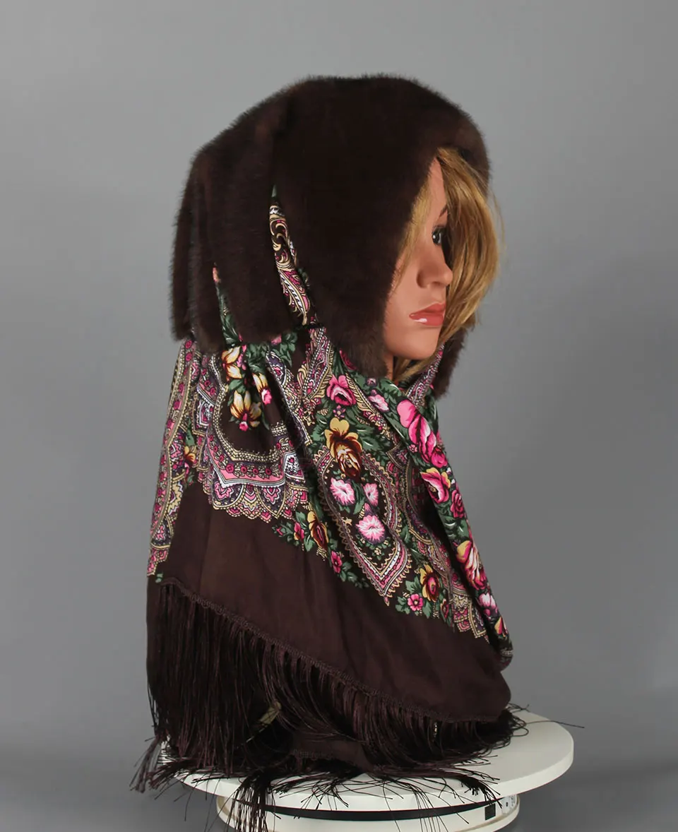 Faux Nerz Pelz Kapuze Hut für Frauen Winter Warm Luxus Full Pelt Faux Nerz Pelz Schal Hut Stilvolle Modische Weibliche Outdoor Headsca – Detail 3