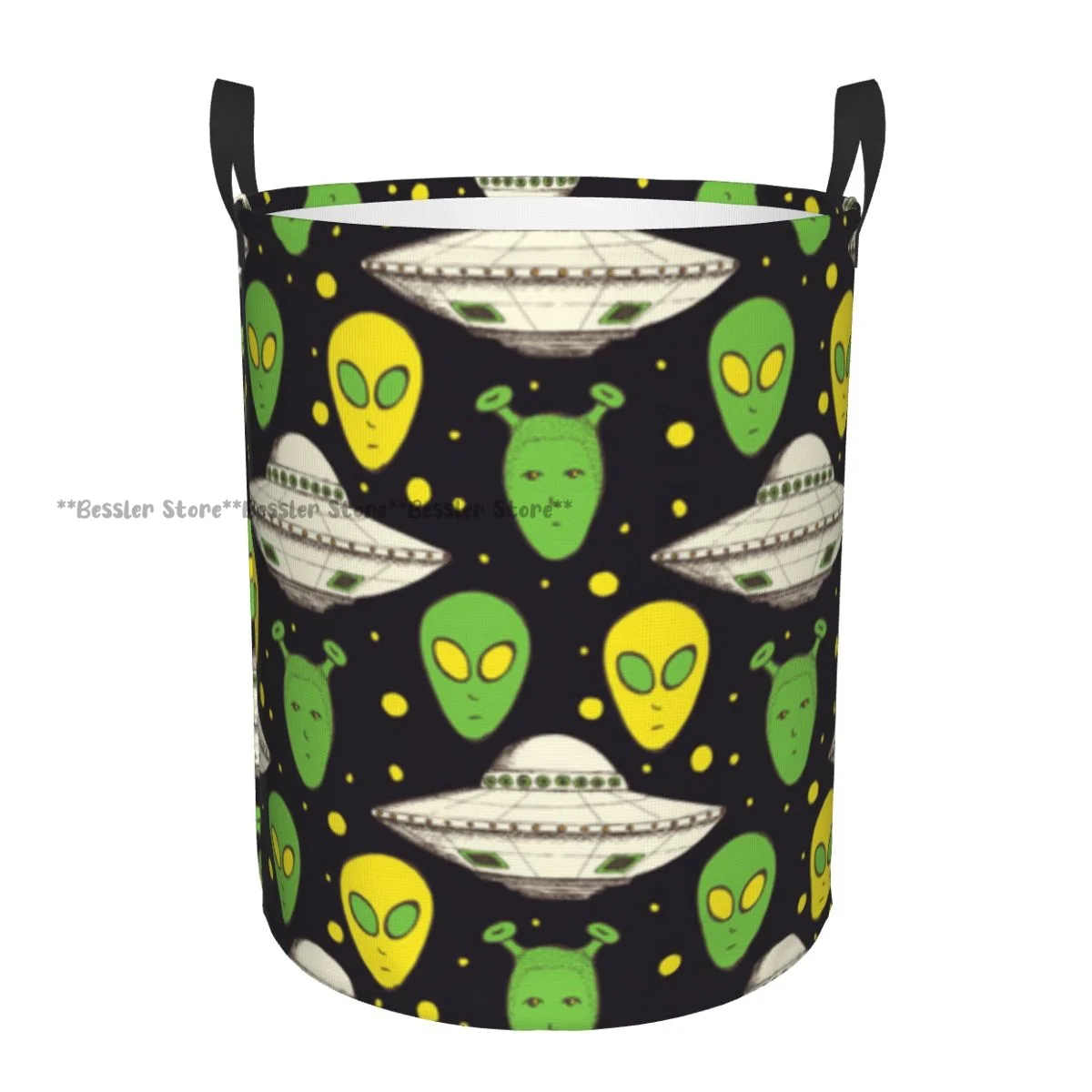 Waterproof Storage Bag Aliens Plate In Vintage Style Household Dirty Laundry Basket Folding Storage Bucket Clothes Organizer