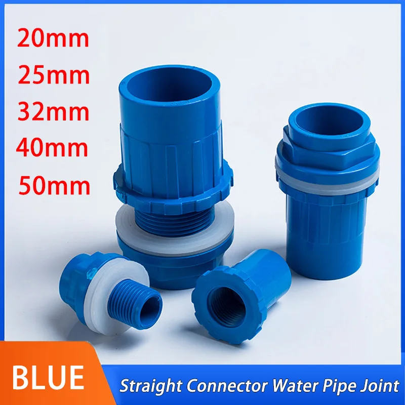 

﻿ Blue PVC Water Supply Pipe Joint Upper and Lower Water Pipe Union Joint Water Tank Connector 20/25/32/40/50mm