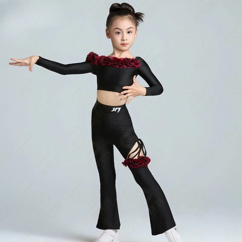 2026 Winter New Latin dance costume girls' flared pants set training and performance set high-end