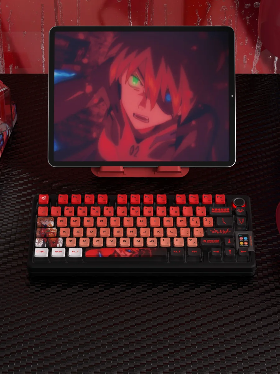 2025, neue Eva-Umbau von Evan, Anime-Figur, vierseitig, transparent, PBT, thermische Sublimation, transparenter Kristall, Schlüsselkappe, Geschenke – Detail 25