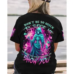 Women T-Shirts Gothic Skull Punk Streetwear Women's Tee Summer Casual 90s Vintage Grunge Graphic Print Short Sleeve T-Shirt