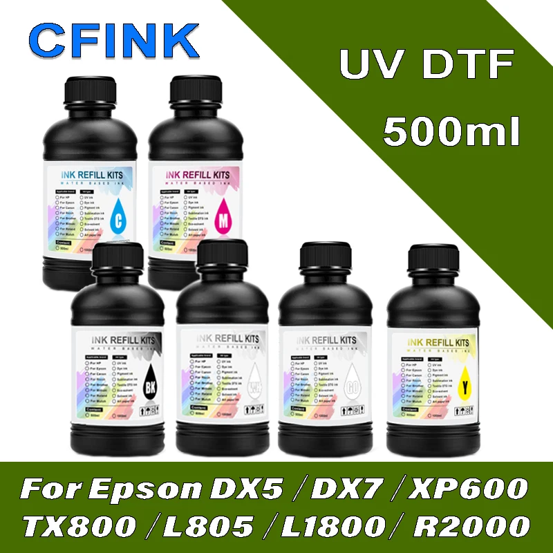 

Чернила и лак CFINK 500 мл UV DTF для Epson L1800 XP600 L805 L800 L1800 TX800 для УФ-пленки DTF