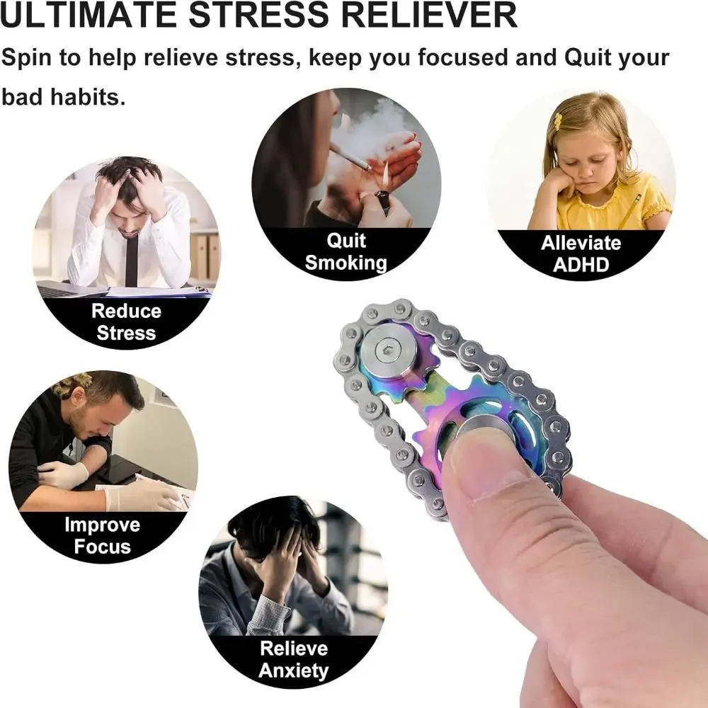 Neues Metallrad Fidget Spinner Edelstahl Langlebige Ketten Ausrüstung Neuheit mehrfarbiger Kreisel