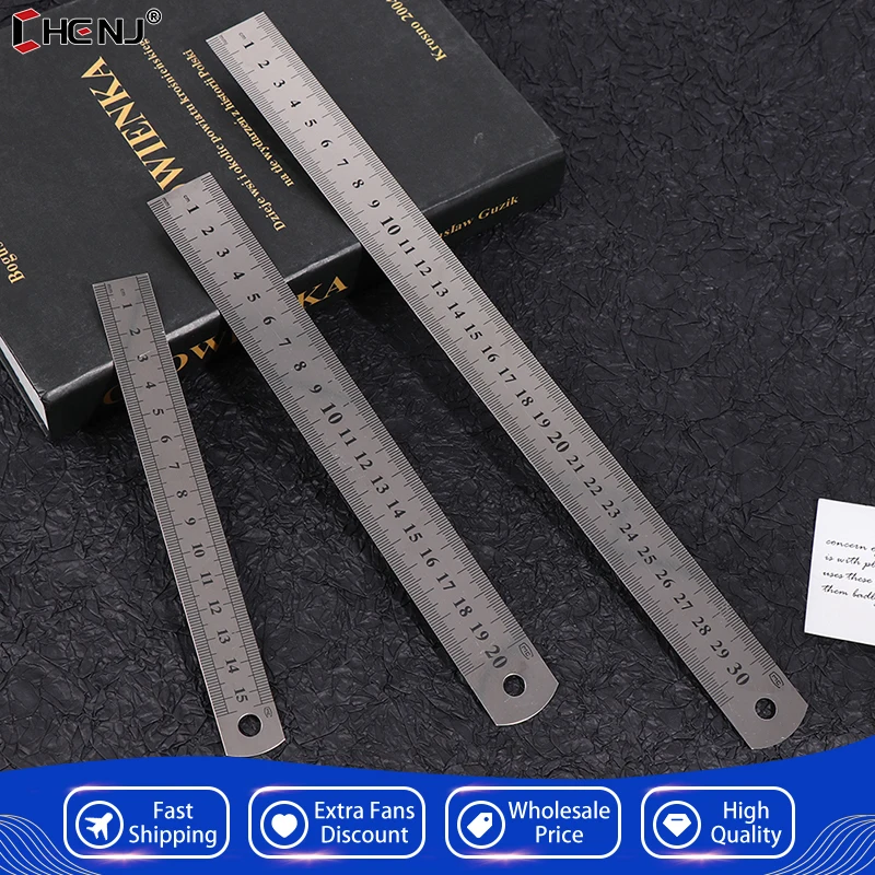 3Pcs/Set 15cm/20cm/30cm Stainless Steel Straight Ruler Measuring Tool School Office Supplies